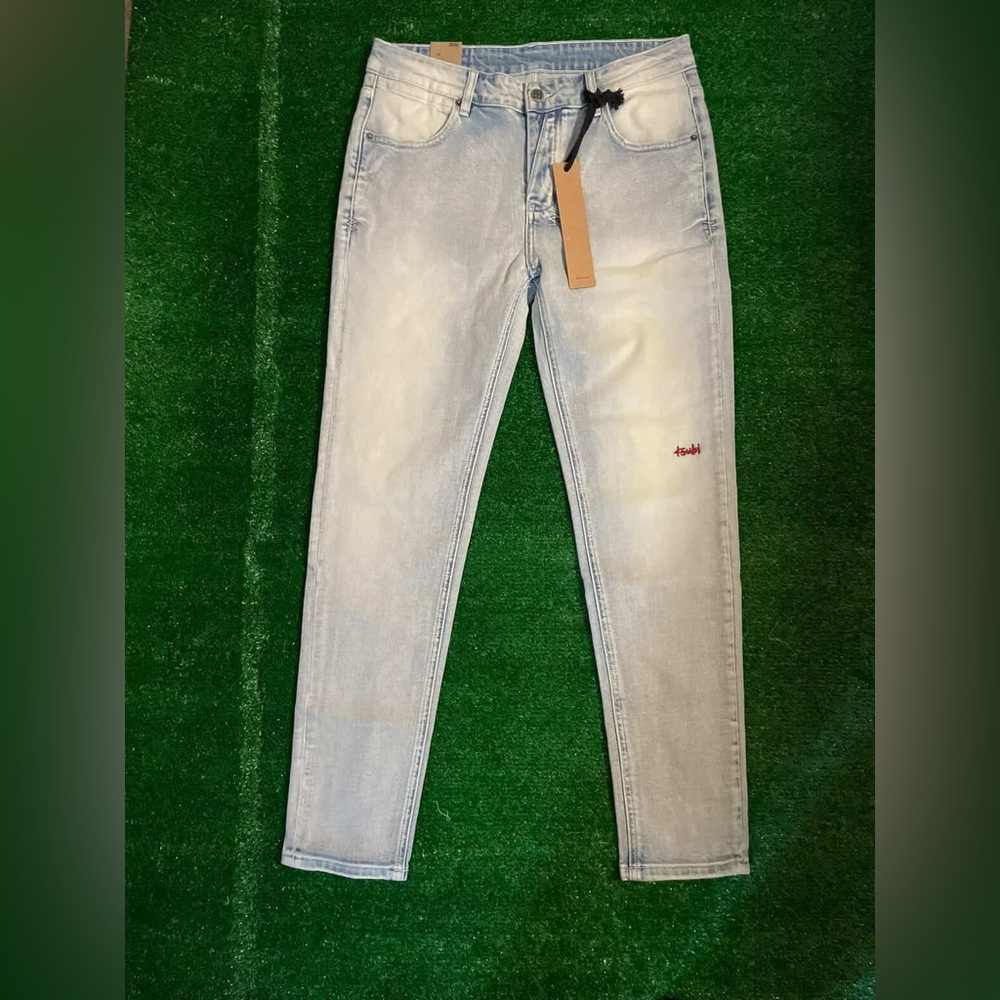 Ksubi Light Wash Skinny Jeans with Red Logo